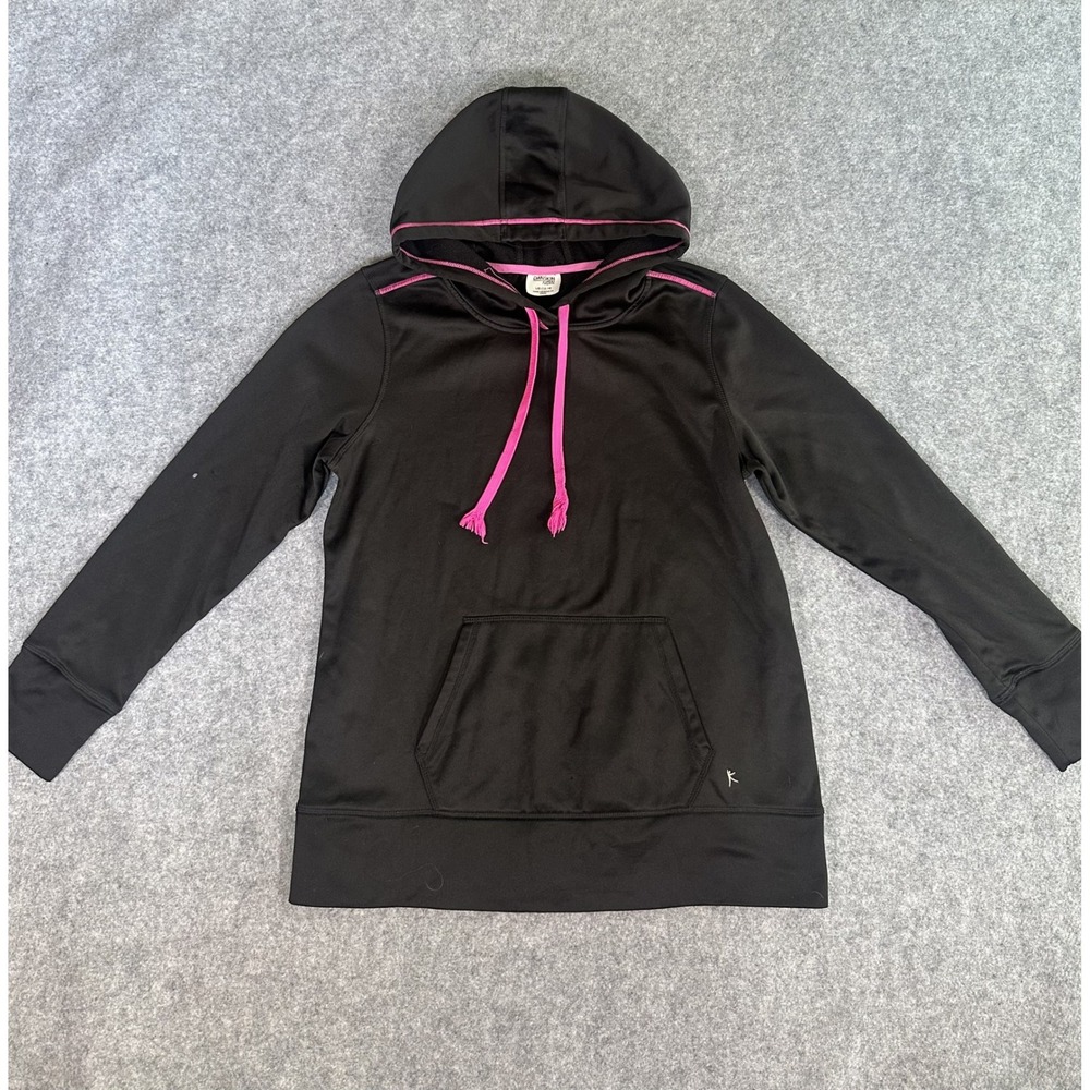 Danskin Now Performance Hoodie Girls L 12-14 Black Pink Fleece Lined‎ Activewear